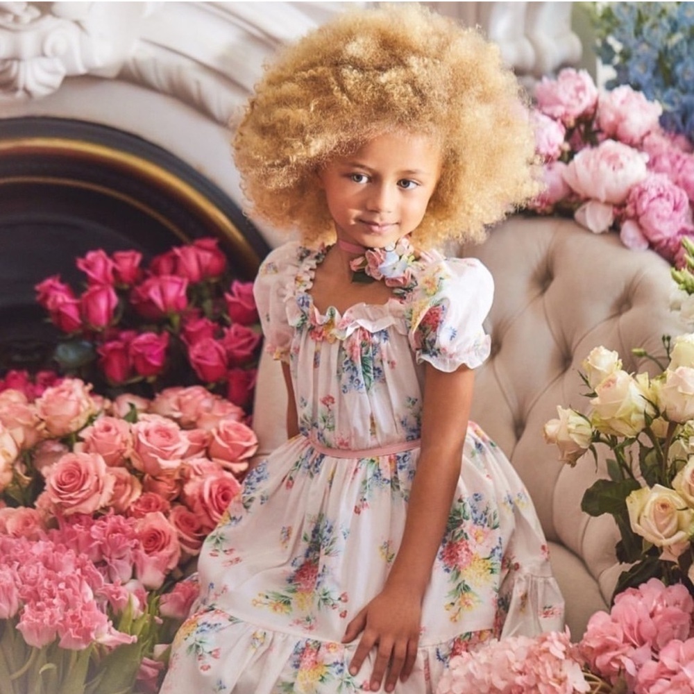 Janie and Jack Floral Kids Dress - White and Pink